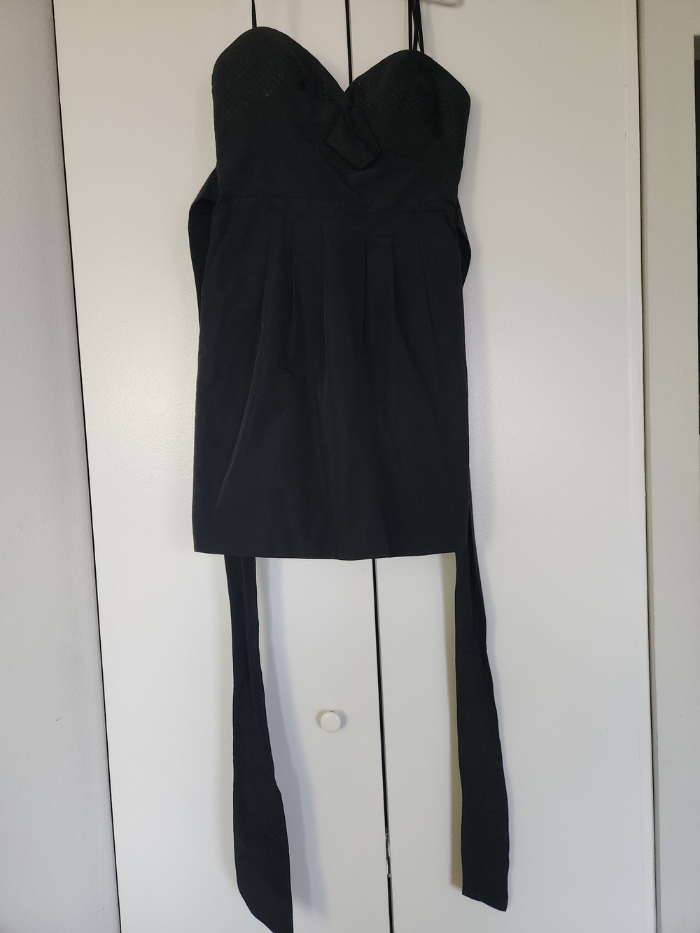 BCBGMaxAzria Black Strapless Mini Dress with Waist Ties